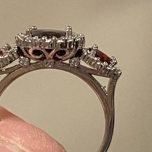 3 stone garnet/ruby (lab created) silver ring